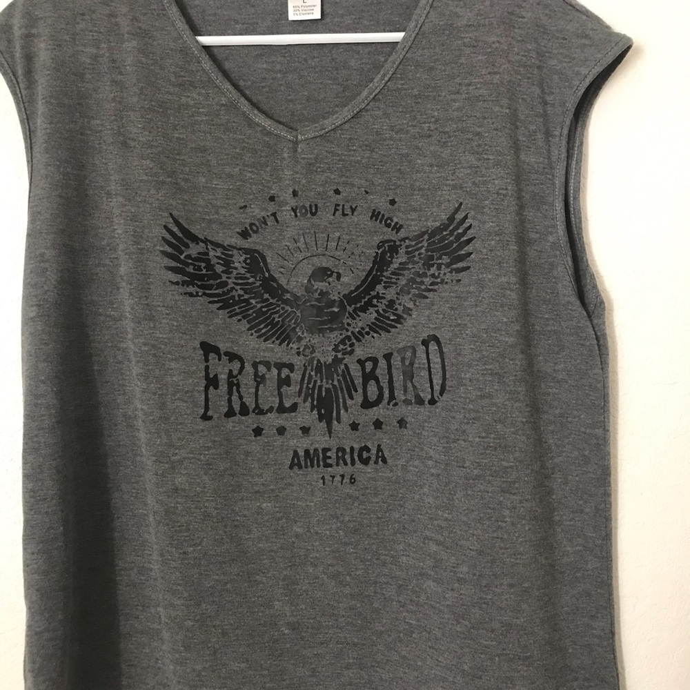 Gray Sleeveless Graphic Tee
